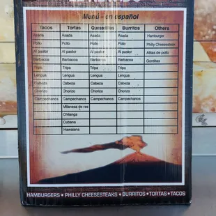 the menu
