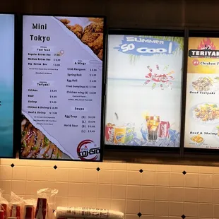 menus on the wall