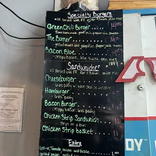 Menu as of August 12, 2023