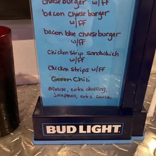 menu