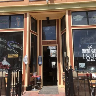 Front, with outdoor seating.