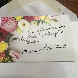 Nice hand written note.