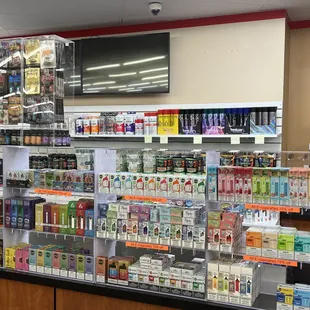 a variety of products on display