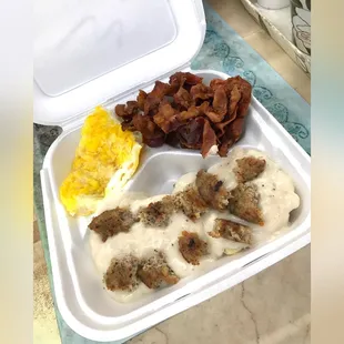 Bacon &amp; Eggs, with Sausage Biscuits &amp; Gravy ($3.98)