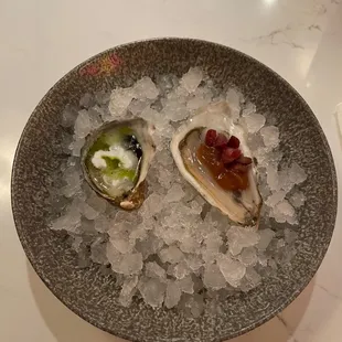 Amuse bouche - duo of oysters