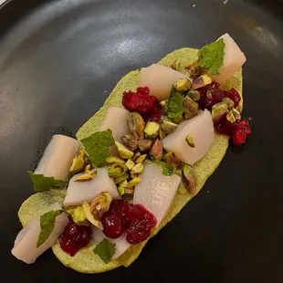 First course - poached scallops