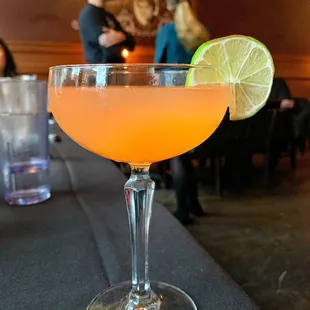 a cocktail in a coupe glass