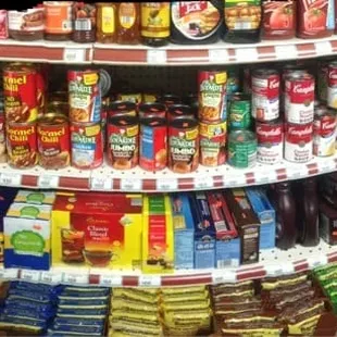 a display of food items