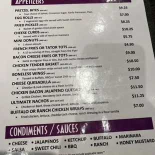 Food menu