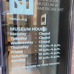Hours on the door