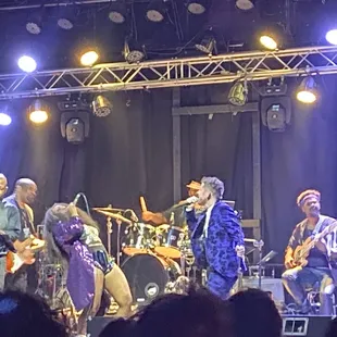 a band performing on stage
