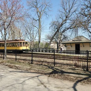The streetcar leaving the Linden Hills station at Lake Harriet.