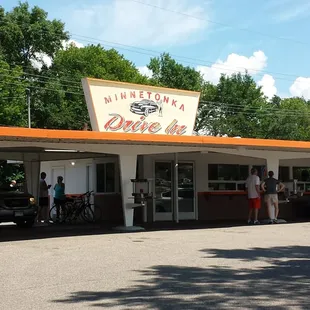 Outside.  Great place to stop for its bikers!