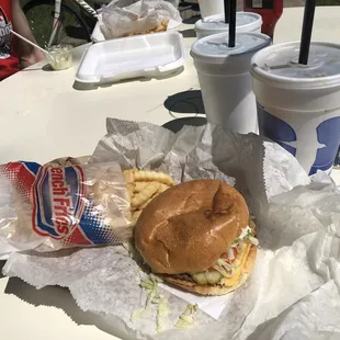 California Supreme, French fries and large root beer.