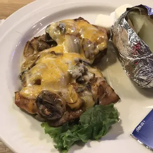 Three Cheese Chicken. The menu didn't mention anything about mushrooms.