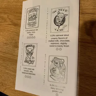 Beer menu