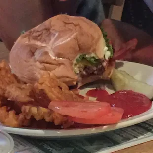 Buckwheat burger...good. Waffle fries...even better.