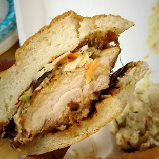 Fried Chicken Sandwich with potato salad  $11