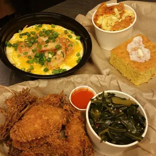 a variety of fried food items