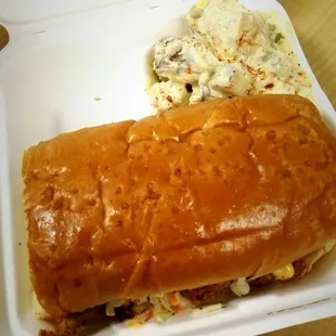 Fried Chicken Sandwich with potato salad  $11