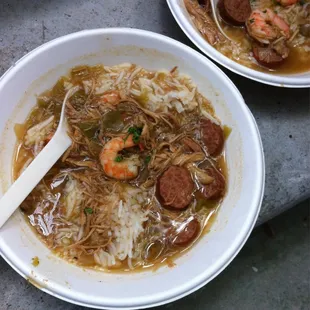 Minnie Bell's gumbo with steamed rice at the 2013 SF Street Food Festival.