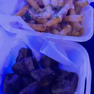 Steak Tips &amp; Alfredo Fries