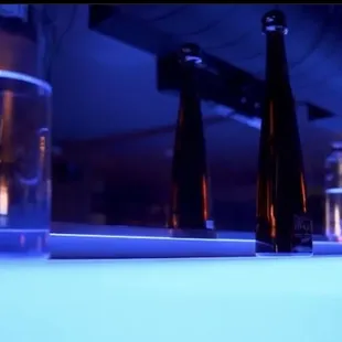 a row of empty beer bottles