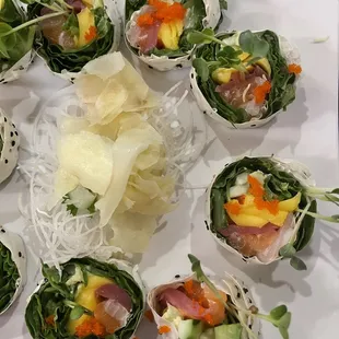 Mango&apos;s Paradise Roll with sauces on the side. This was amazing!