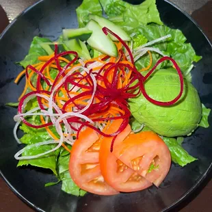 House salad with dressing on the side. SO fresh and tasty