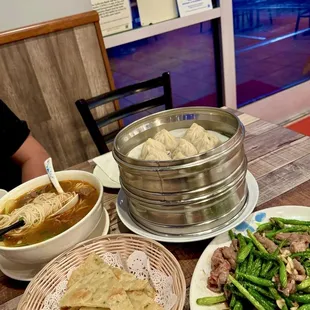 19. Beef Noodle Soup, 6. Onion Pancake, 41. String Bean Beef, 2. Shu Mai (6pcs), 1. Juicy Pork Dumplings, 15. Steamed Shrimp &amp; Pork Dumpling