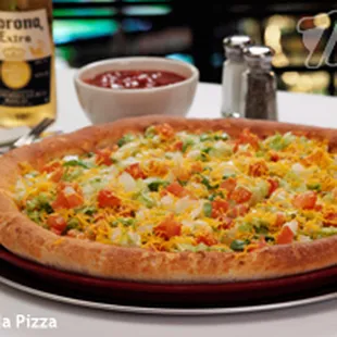Tostada Pizza and Corona.