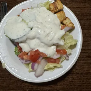 Side salad with Ranch.