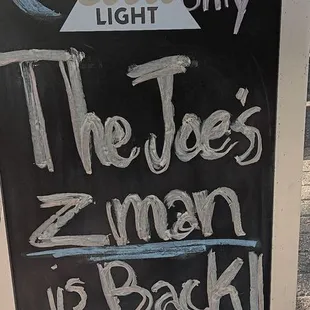 The Joe&apos;s ZMan is Back with Joe&apos;s Sauce and brisket as well as minskeys signature dough and cheese