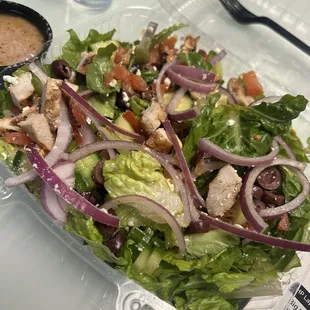 Greek salad with grilled chicken.