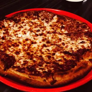 Cheese pizza.  gluten free crust well done