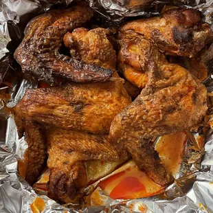 chicken wings in foil