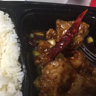 General Tso's with cayenne peppers from Mint and Lime