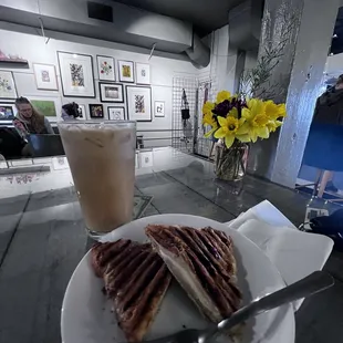 Grilled cheese and vanilla latte