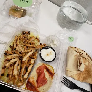 Chicken Shawarma Lunch plate + exquisite baklava.