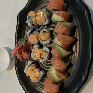 Yellowtail roll and sunshine roll