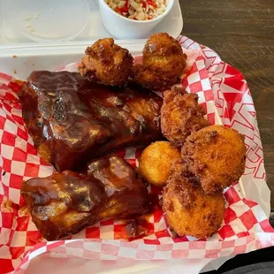 Baby back ribs and more hush puppies appetizers