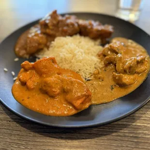 Second plate... chicken tikka masala, mutton curry and chicken chin... something