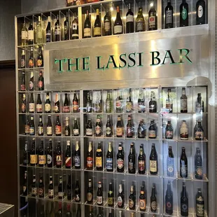 a wall of beer bottles