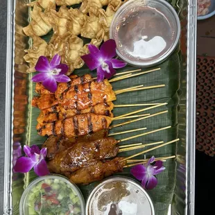 3. Chicken Satay 5. Cream Cheese Puff 3. Beef Satay