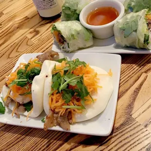 Steamed buns and Grilled Beef Rolls