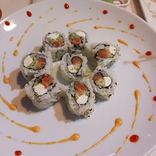 a plate of sushi on a table