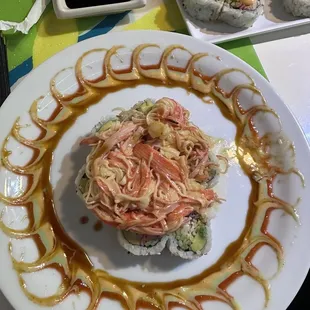 Volcano Roll - I ate a roll so the design is messed up in the pic lol. But it came out perfect.