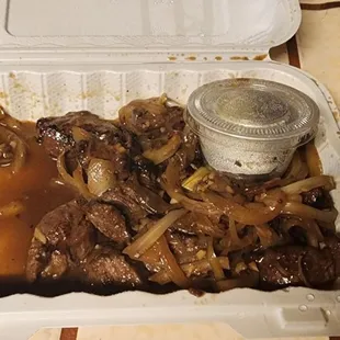 $23.50 for 12 bite sized pieces of Shaking Beef, looks partially eaten or just a small portion!