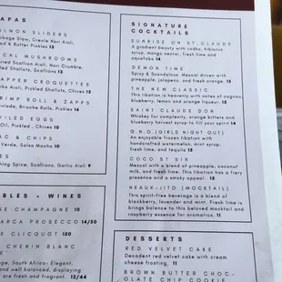 menu