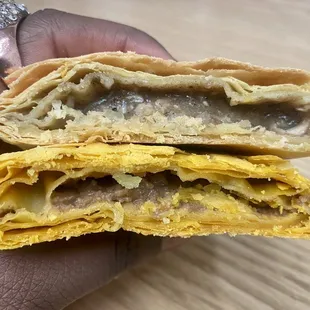 Jerk chicken and spicy beef patties - flaky and delicious!